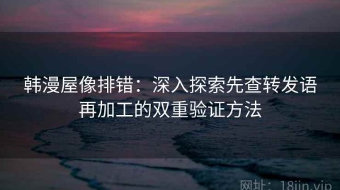 韩漫屋像排错：深入探索先查转发语再加工的双重验证方法